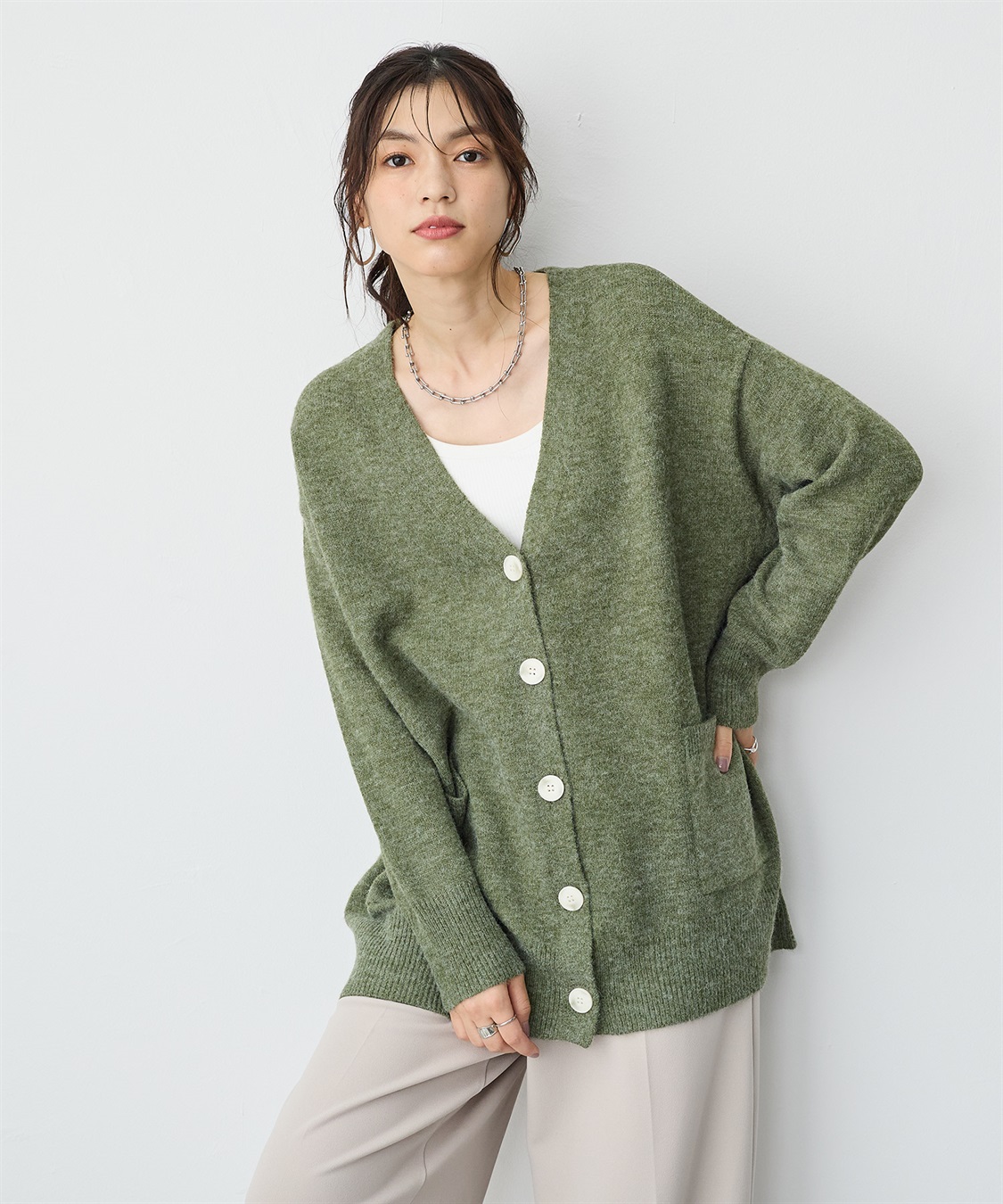 anyfee 【anyfee/プラスサイズ】Vネックニットカーディガン_sub_16