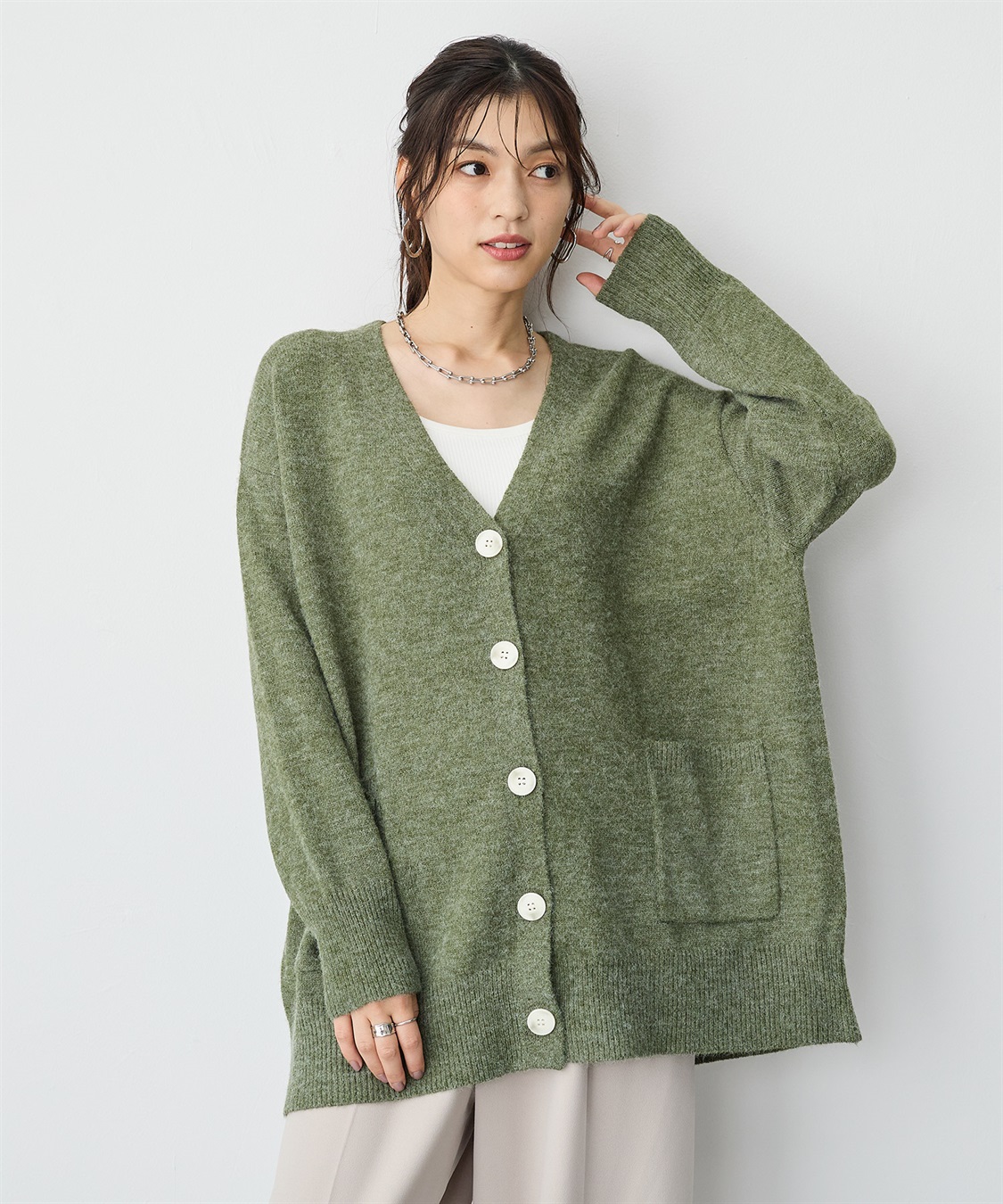 anyfee 【anyfee/プラスサイズ】Vネックニットカーディガン_sub_17