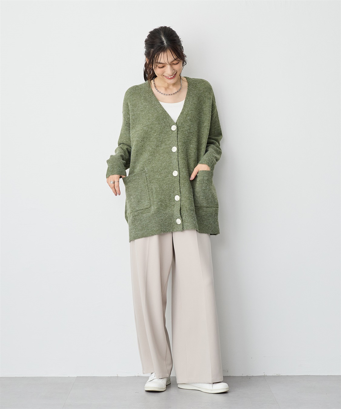 anyfee 【anyfee/プラスサイズ】Vネックニットカーディガン_sub_18