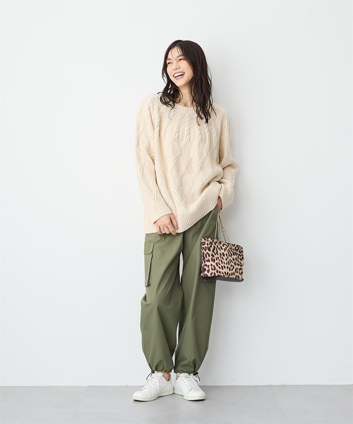 anyfee 【anyfee/プラスサイズ】ケーブル編みニットプルオーバー_sub_2