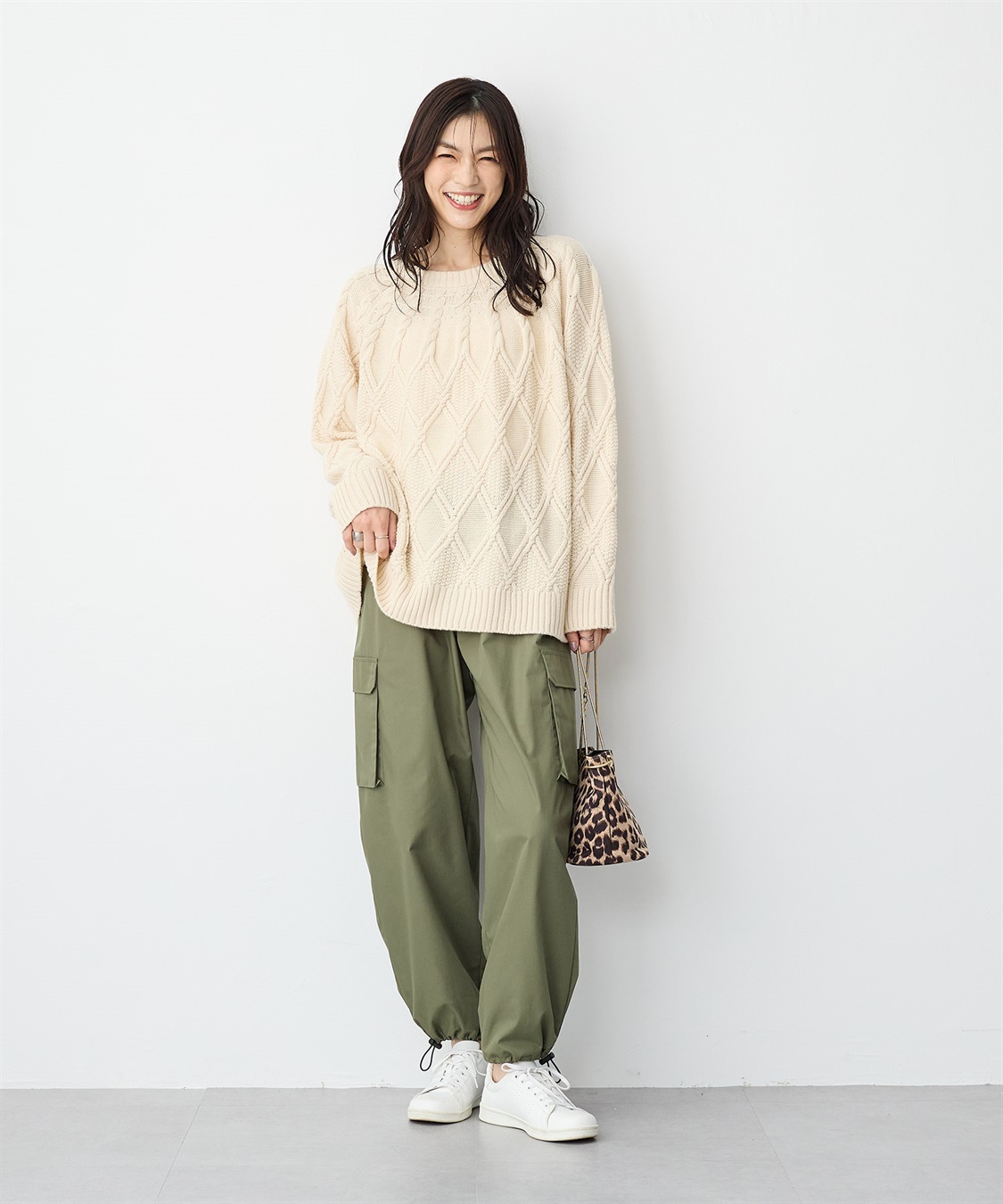 anyfee 【anyfee/プラスサイズ】ケーブル編みニットプルオーバー_sub_3