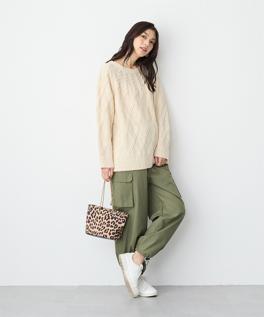 anyfee 【anyfee/プラスサイズ】ケーブル編みニットプルオーバー_sub_4