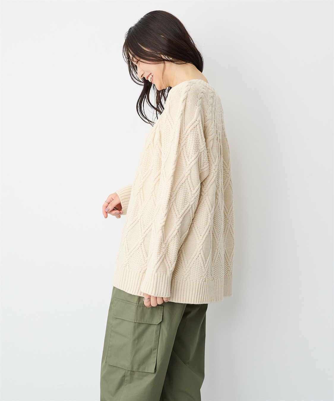 anyfee 【anyfee/プラスサイズ】ケーブル編みニットプルオーバー_sub_5