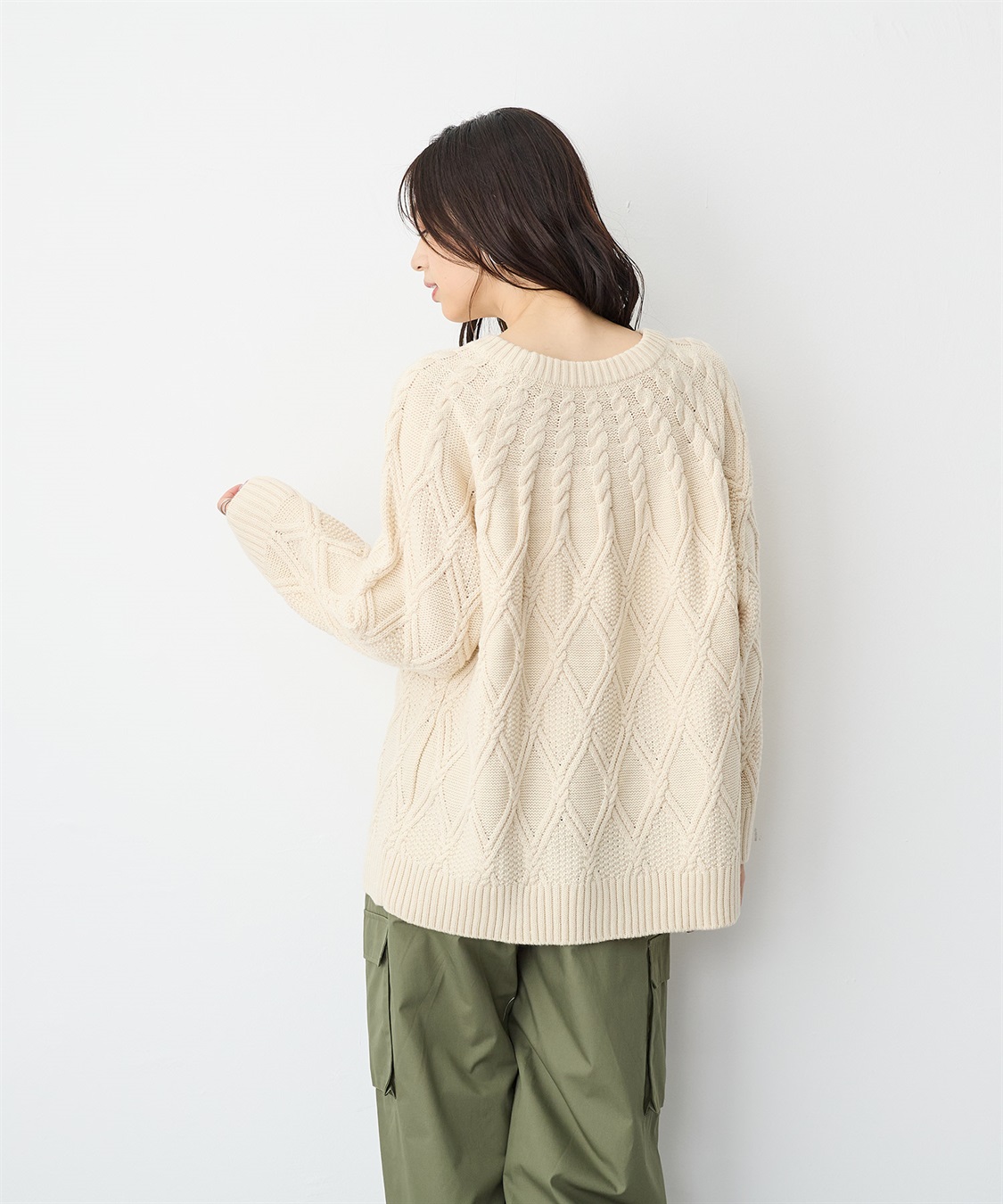 anyfee 【anyfee/プラスサイズ】ケーブル編みニットプルオーバー_sub_6