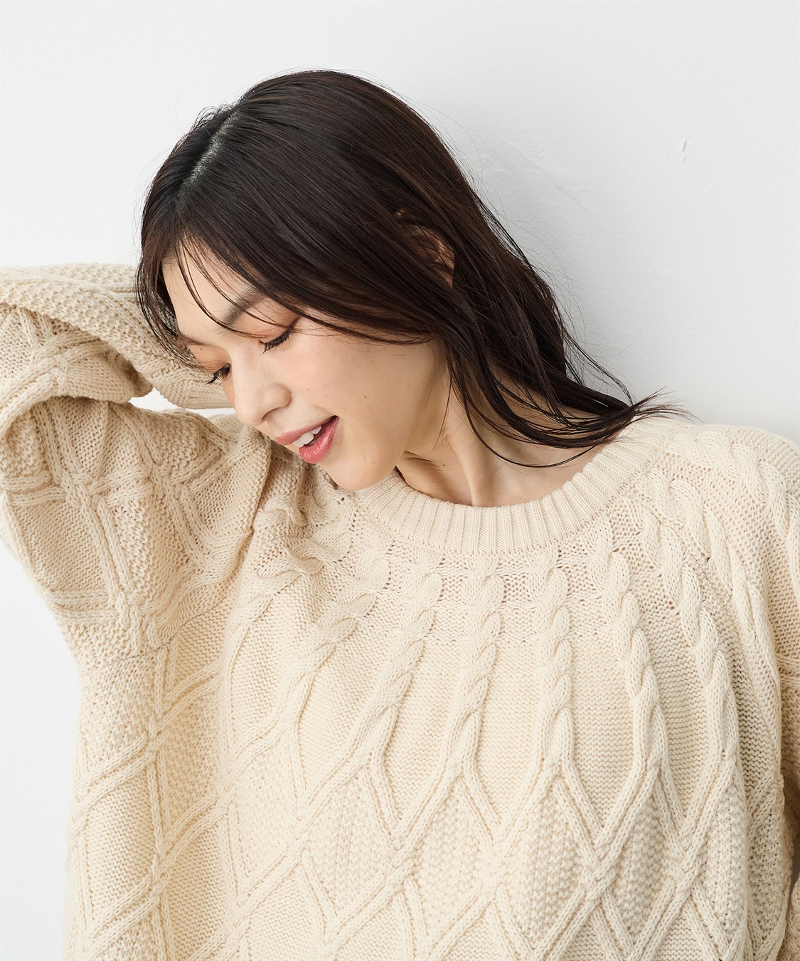 anyfee 【anyfee/プラスサイズ】ケーブル編みニットプルオーバー_sub_7