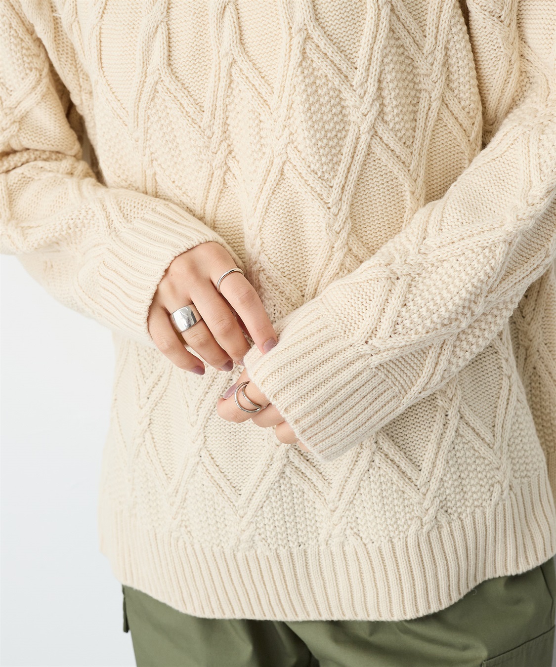 anyfee 【anyfee/プラスサイズ】ケーブル編みニットプルオーバー_sub_8