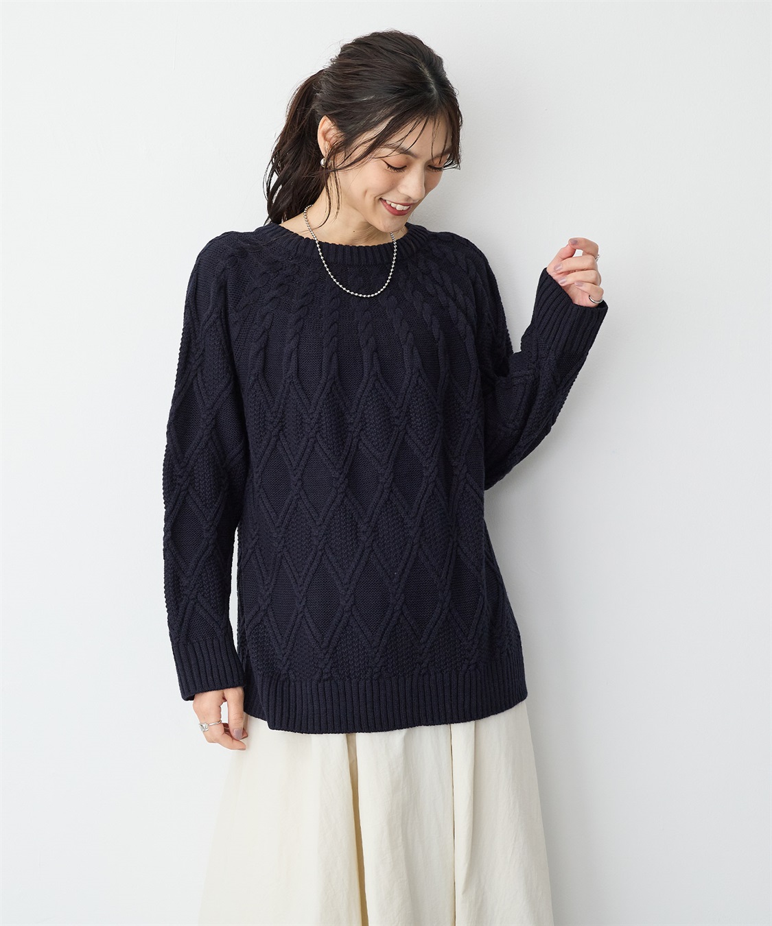 anyfee 【anyfee/プラスサイズ】ケーブル編みニットプルオーバー_sub_9