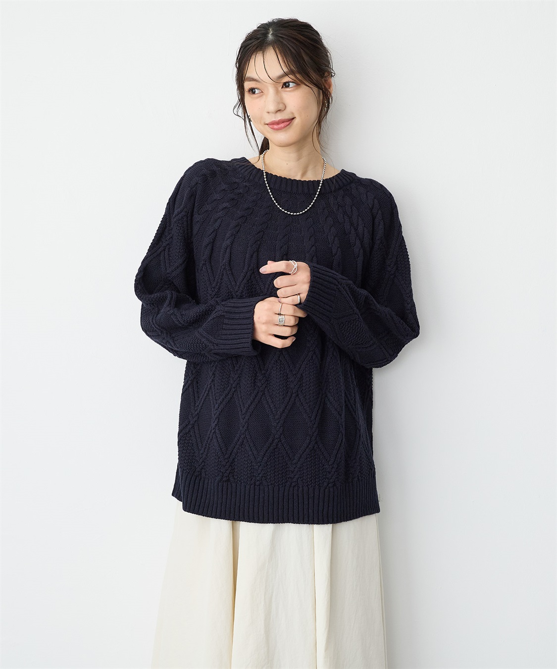 anyfee 【anyfee/プラスサイズ】ケーブル編みニットプルオーバー_sub_10