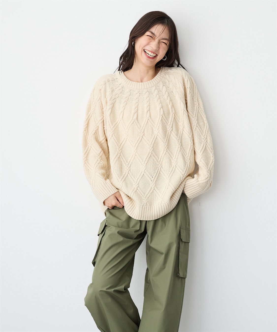 anyfee 【anyfee/プラスサイズ】ケーブル編みニットプルオーバー_sub_16