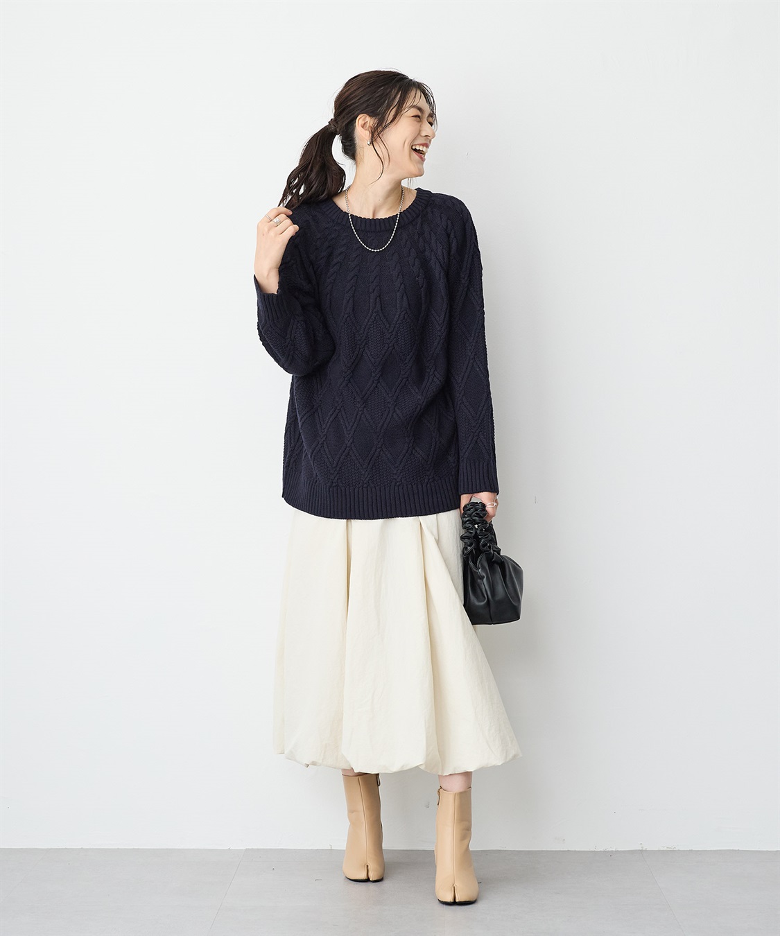anyfee 【anyfee/プラスサイズ】ケーブル編みニットプルオーバー_sub_19