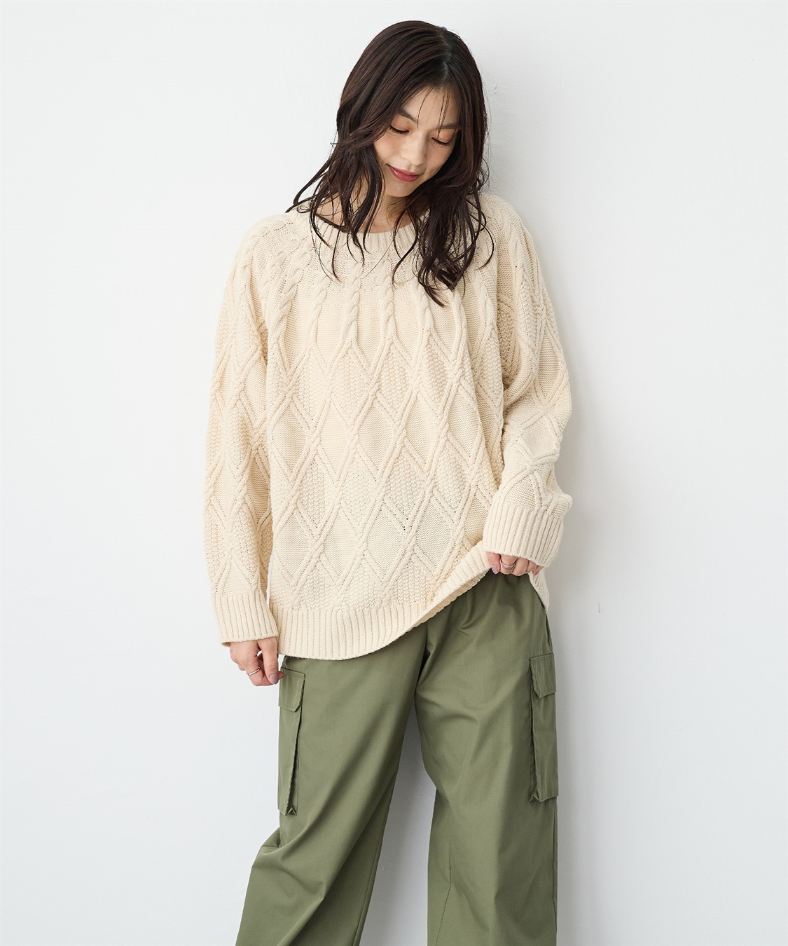 anyfee 【anyfee/プラスサイズ】ケーブル編みニットプルオーバー_sub_21