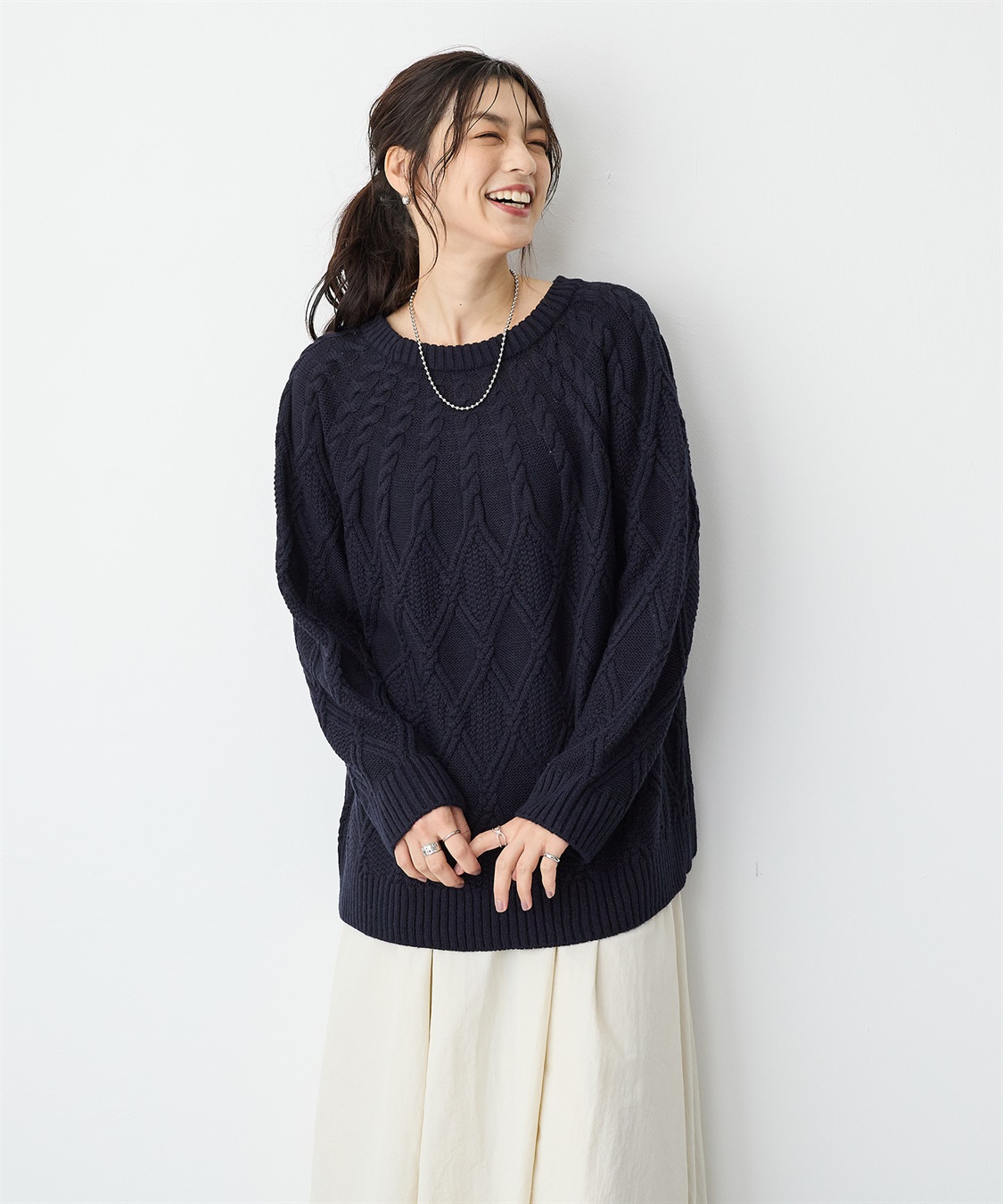 anyfee 【anyfee/プラスサイズ】ケーブル編みニットプルオーバー_sub_22