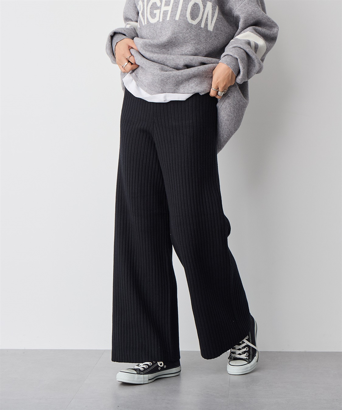 anyfee 【anyfee/プラスサイズ】ウォームタッチすっきりセミワイドニットパンツ《低身長サイズ有》_sub_3