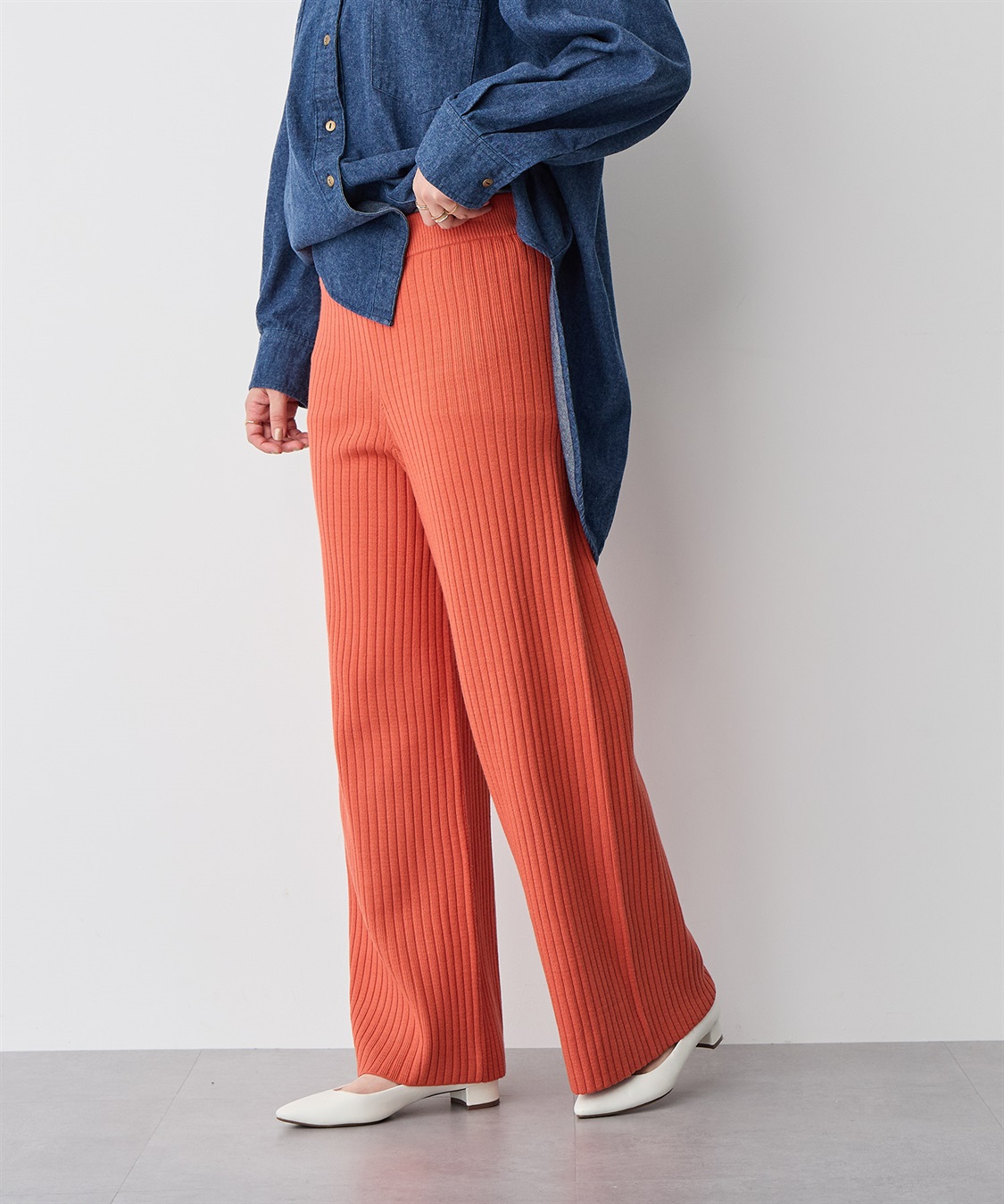 anyfee 【anyfee/プラスサイズ】ウォームタッチすっきりセミワイドニットパンツ《低身長サイズ有》_sub_4