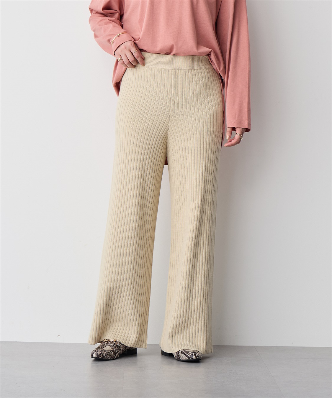 anyfee 【anyfee/プラスサイズ】ウォームタッチすっきりセミワイドニットパンツ《低身長サイズ有》_sub_5