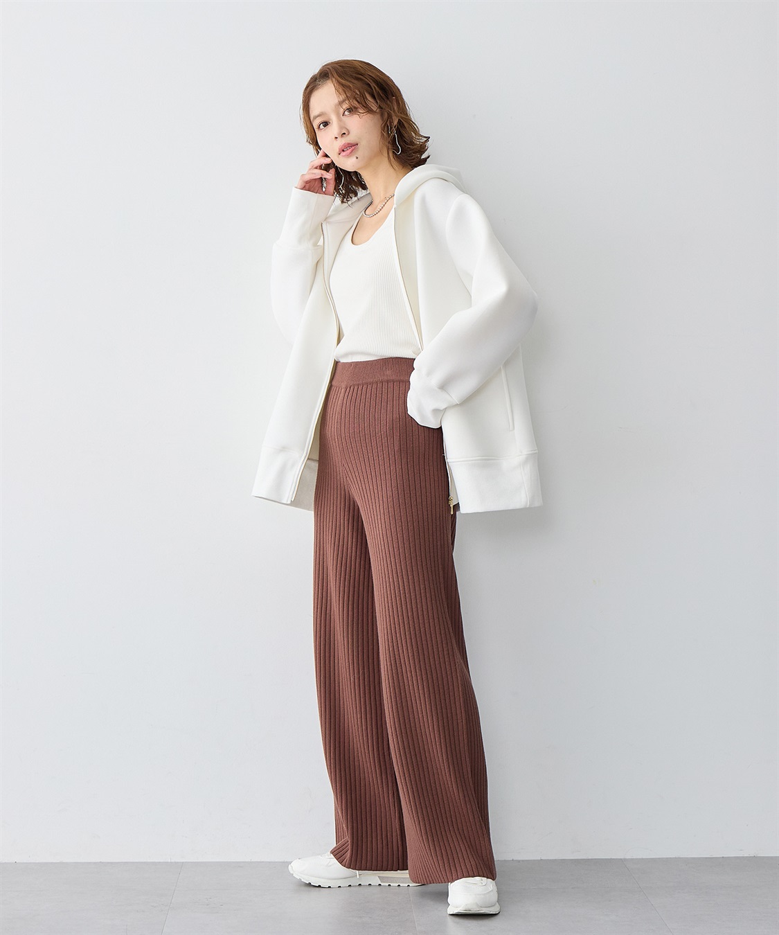 anyfee 【anyfee/プラスサイズ】ウォームタッチすっきりセミワイドニットパンツ《低身長サイズ有》_sub_7