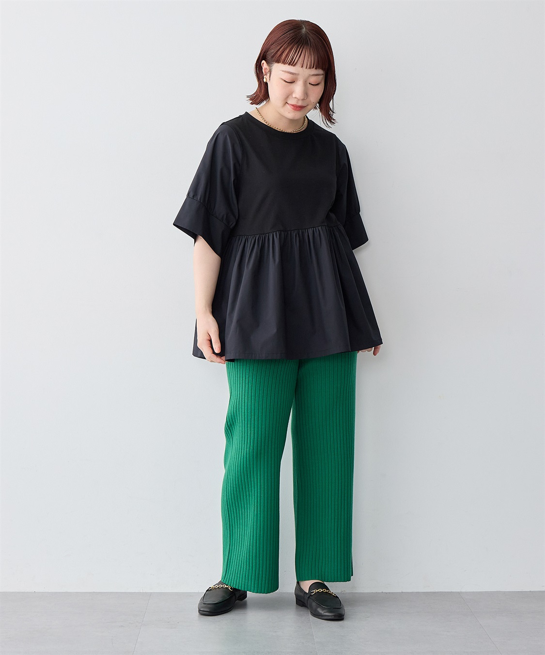 anyfee 【anyfee/プラスサイズ】ウォームタッチすっきりセミワイドニットパンツ《低身長サイズ有》_sub_12