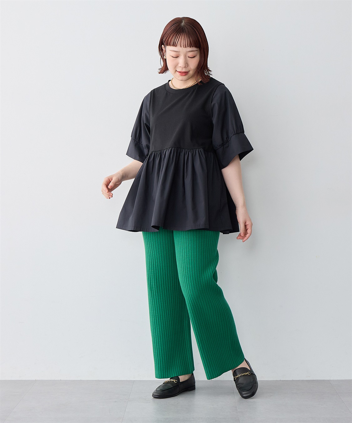 anyfee 【anyfee/プラスサイズ】ウォームタッチすっきりセミワイドニットパンツ《低身長サイズ有》_sub_13