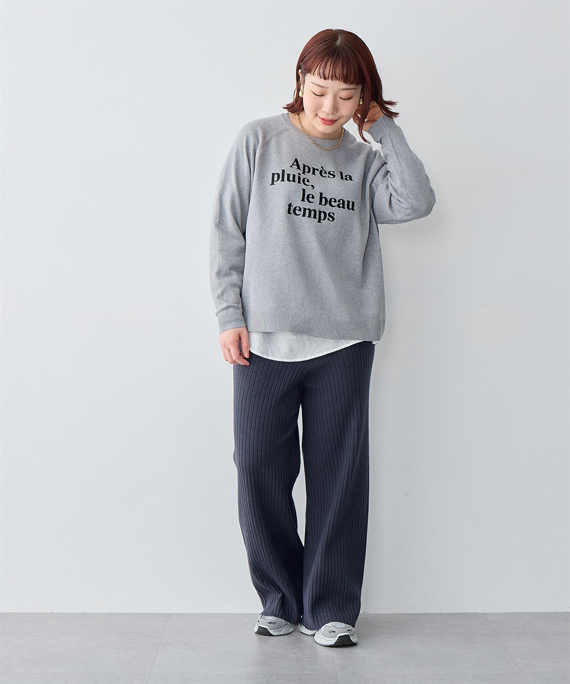 anyfee 【anyfee/プラスサイズ】ウォームタッチすっきりセミワイドニットパンツ《低身長サイズ有》_sub_16