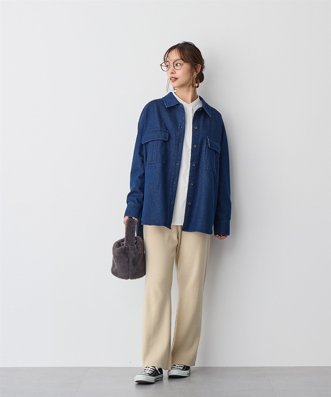 anyfee 【anyfee/プラスサイズ】リブフレアニットパンツ_sub_6