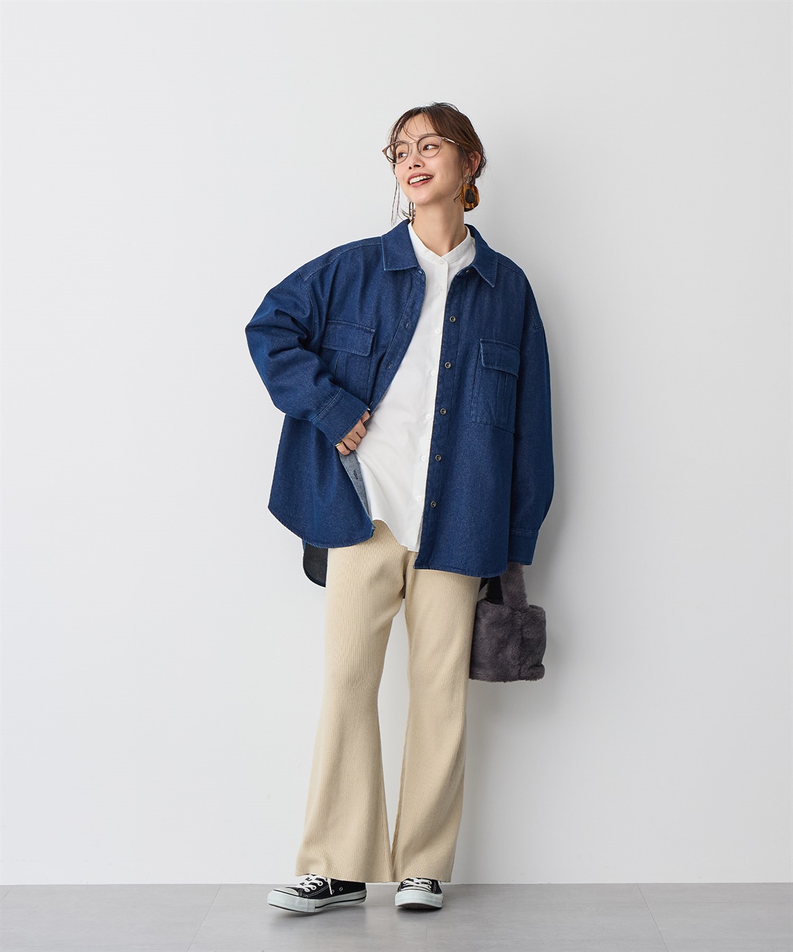 anyfee 【anyfee/プラスサイズ】リブフレアニットパンツ_sub_8