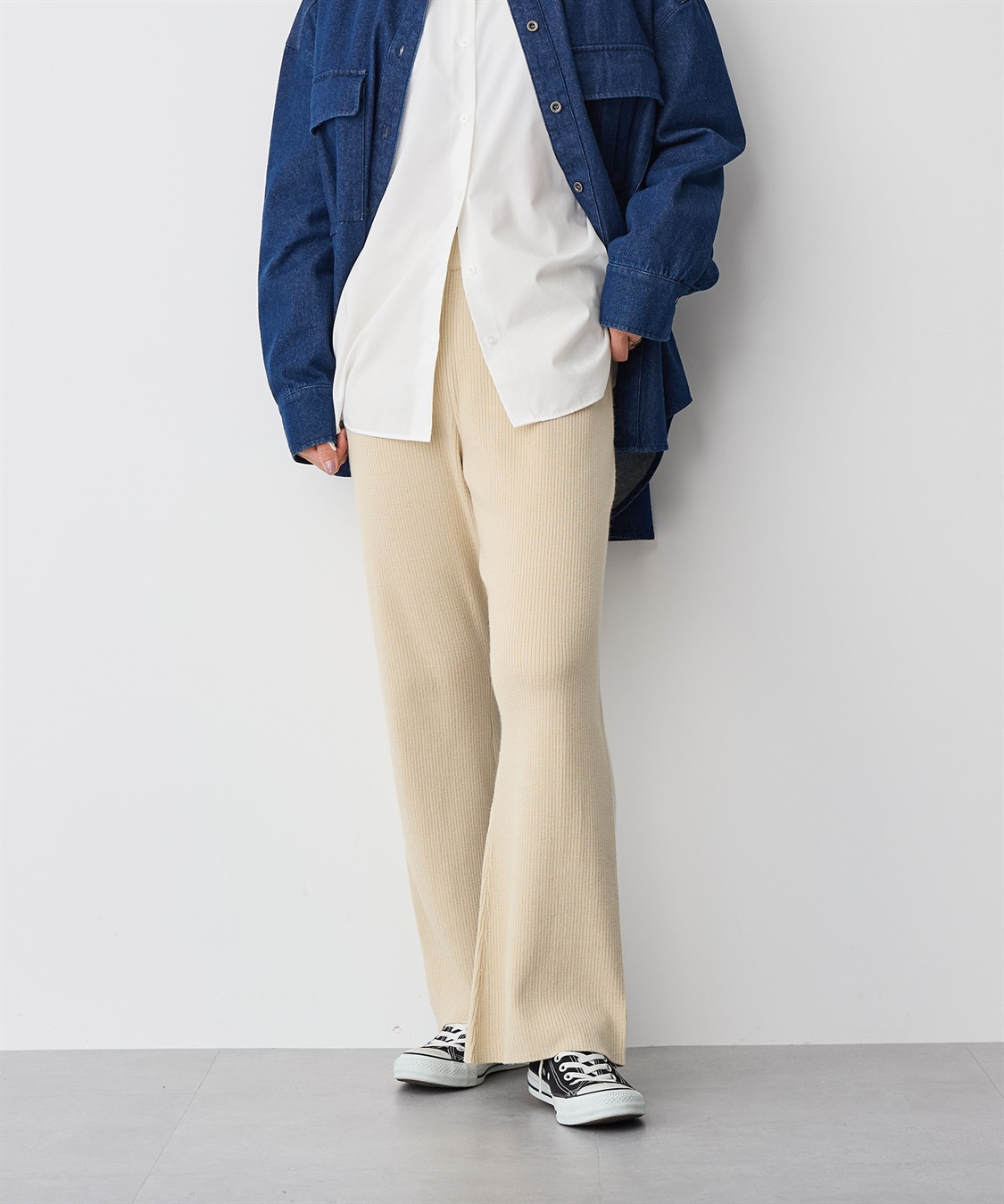 anyfee 【anyfee/プラスサイズ】リブフレアニットパンツ_sub_9