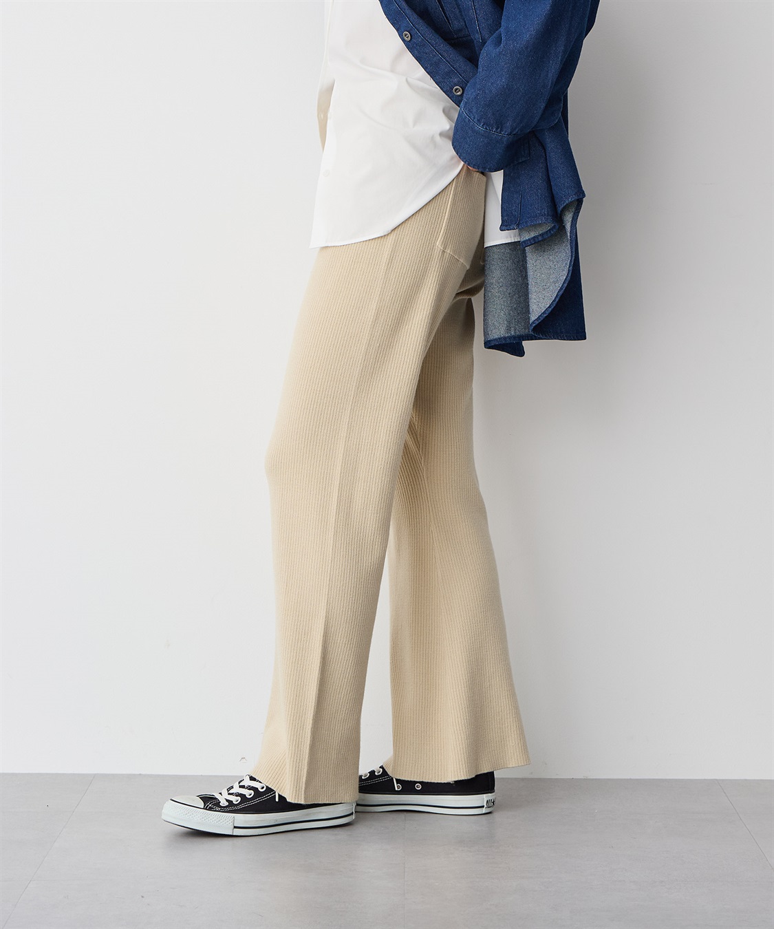 anyfee 【anyfee/プラスサイズ】リブフレアニットパンツ_sub_10