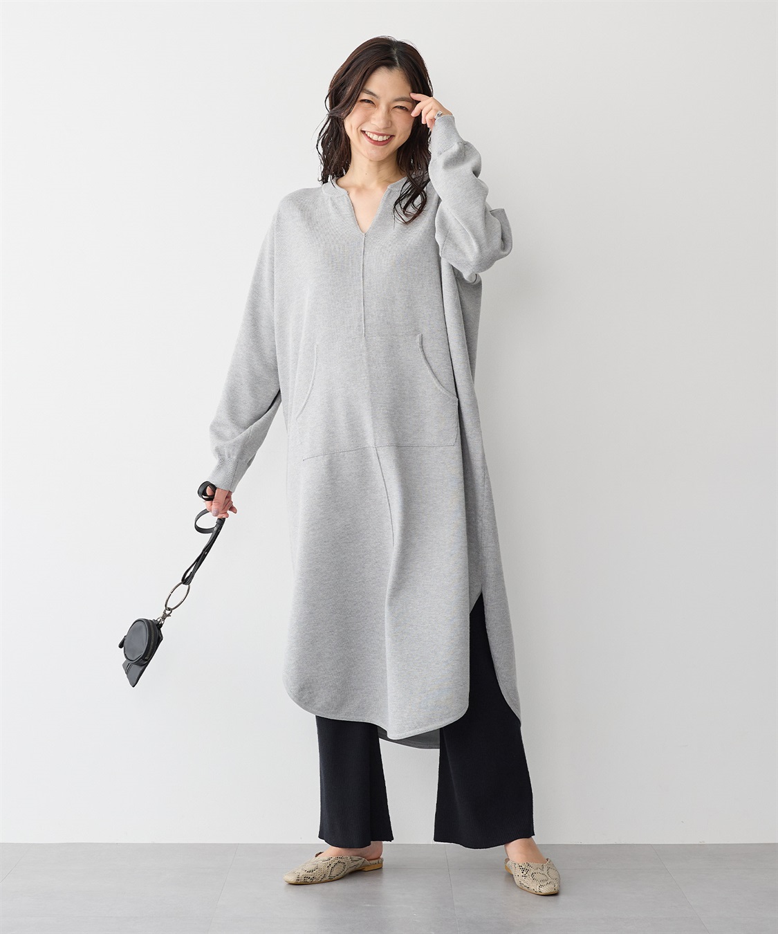 anyfee 【anyfee/プラスサイズ】リブフレアニットパンツ_sub_20