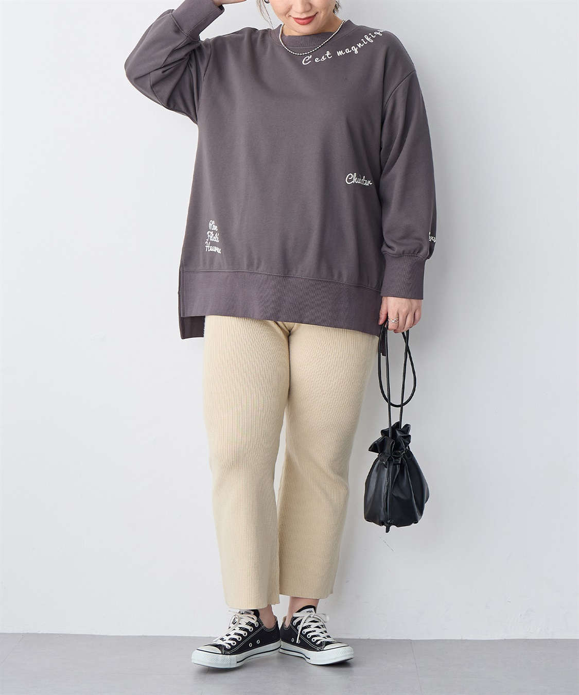 anyfee 【anyfee/プラスサイズ】リブフレアニットパンツ_sub_22