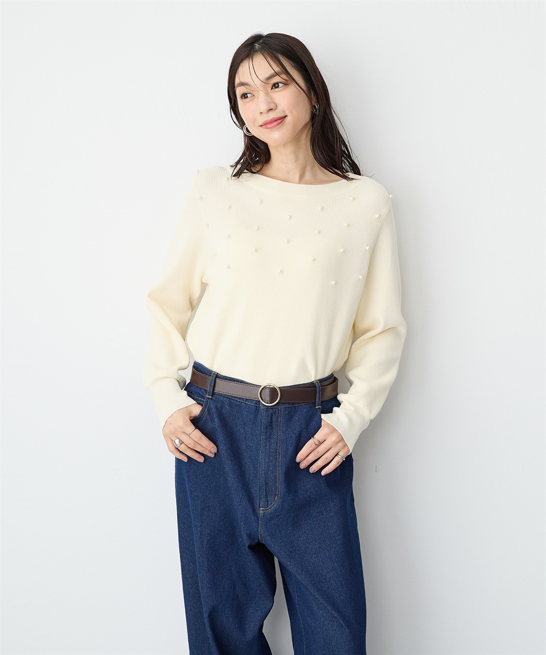 anyfee 【anyfee/プラスサイズ】ランダムパールニットプルオーバー_sub_3