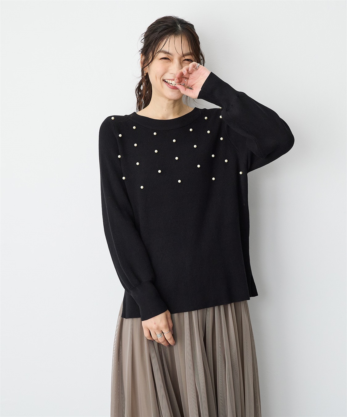 anyfee 【anyfee/プラスサイズ】ランダムパールニットプルオーバー_sub_8