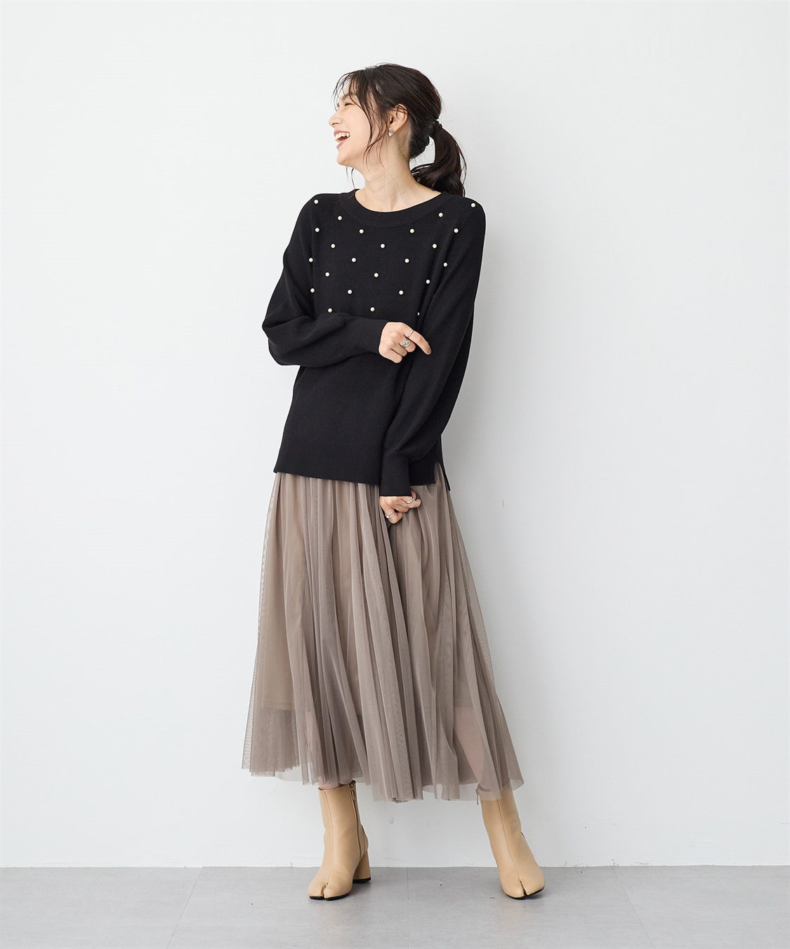 anyfee 【anyfee/プラスサイズ】ランダムパールニットプルオーバー_sub_9