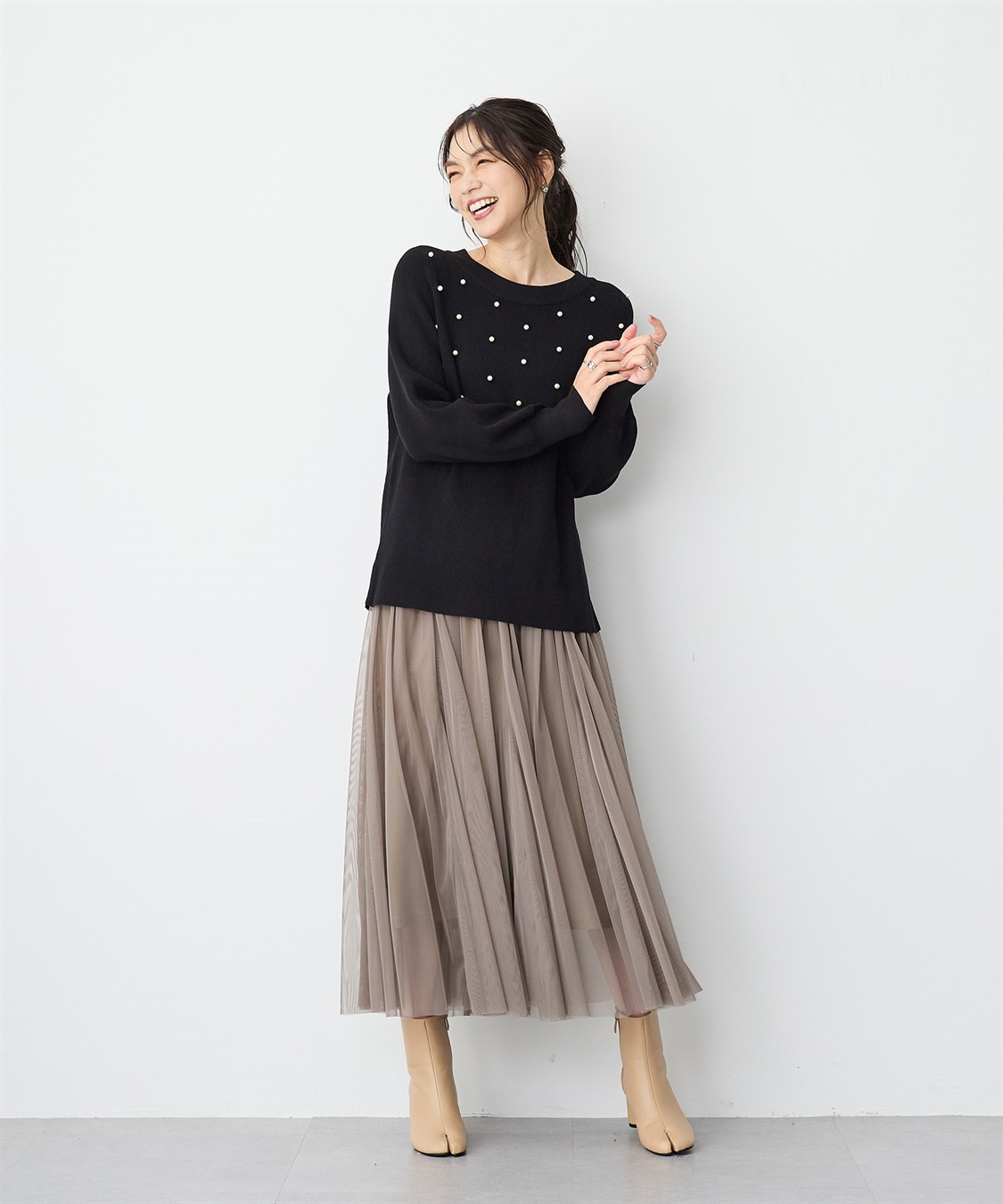 anyfee 【anyfee/プラスサイズ】ランダムパールニットプルオーバー_sub_10