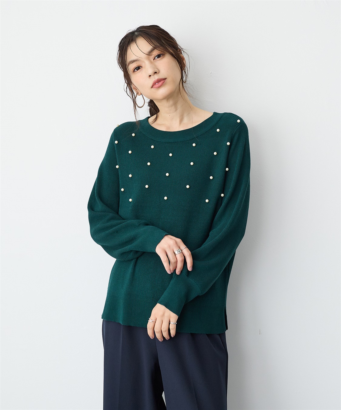 anyfee 【anyfee/プラスサイズ】ランダムパールニットプルオーバー_sub_11