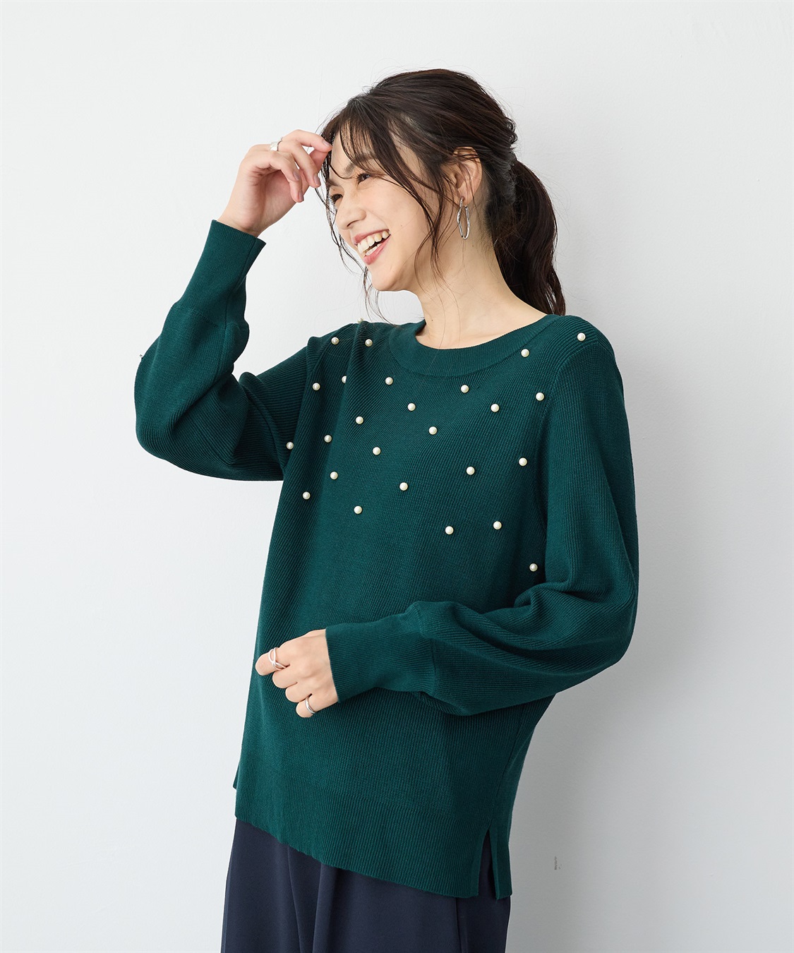 anyfee 【anyfee/プラスサイズ】ランダムパールニットプルオーバー_sub_12