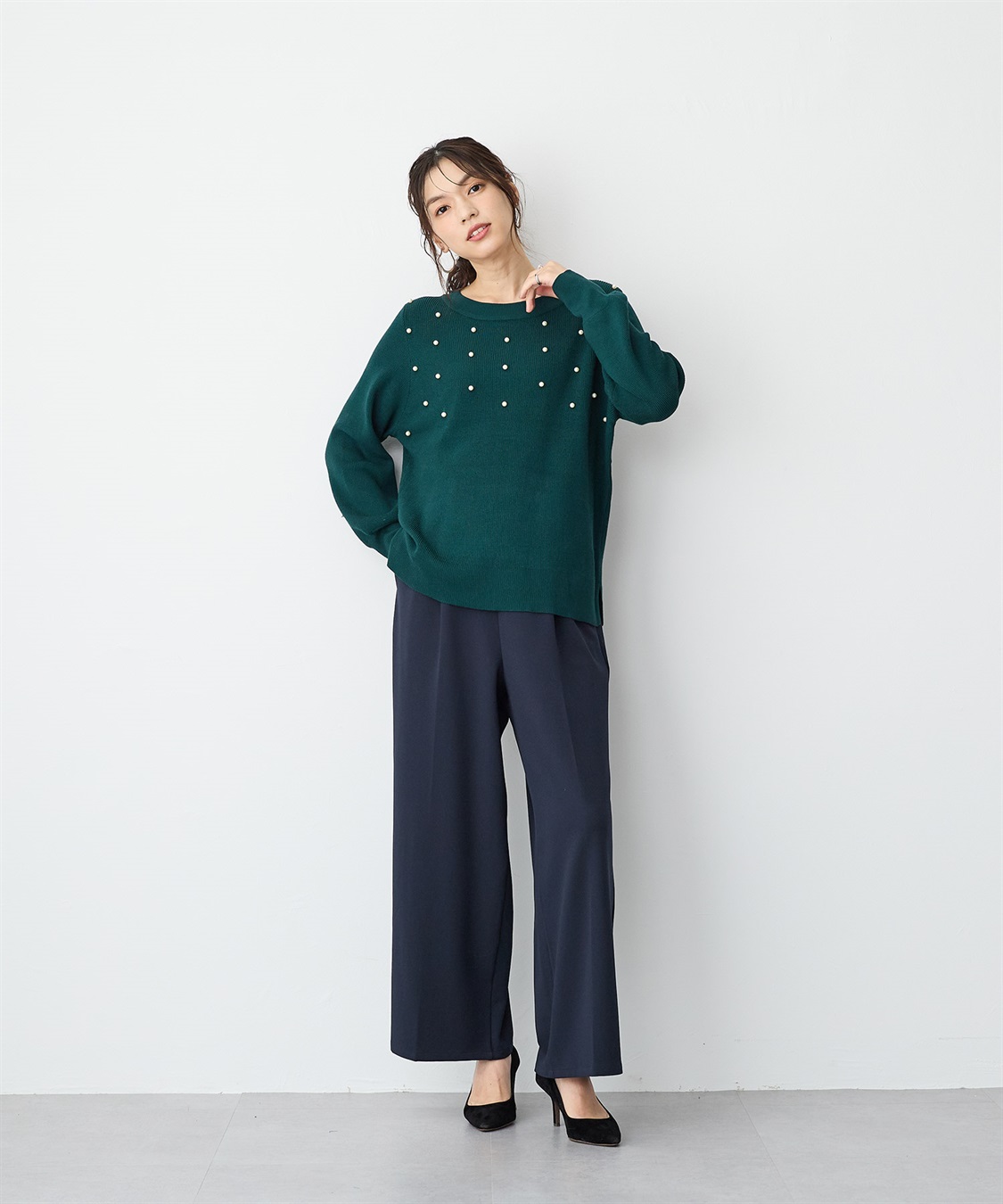 anyfee 【anyfee/プラスサイズ】ランダムパールニットプルオーバー_sub_15