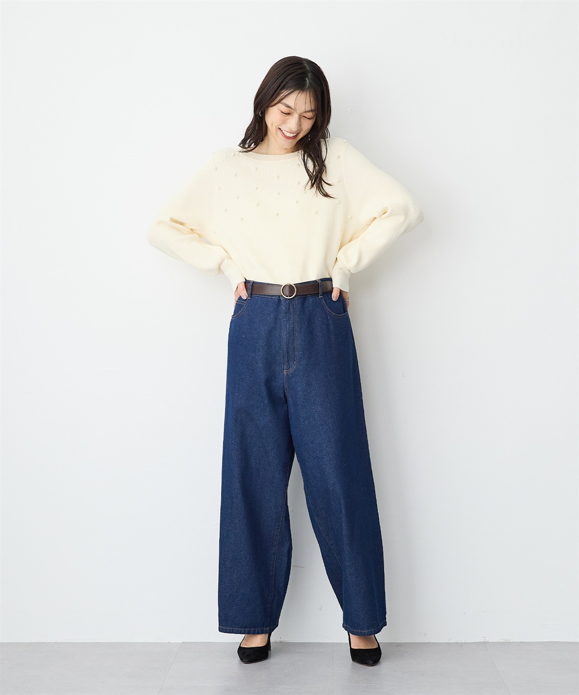 anyfee 【anyfee/プラスサイズ】ランダムパールニットプルオーバー_sub_19