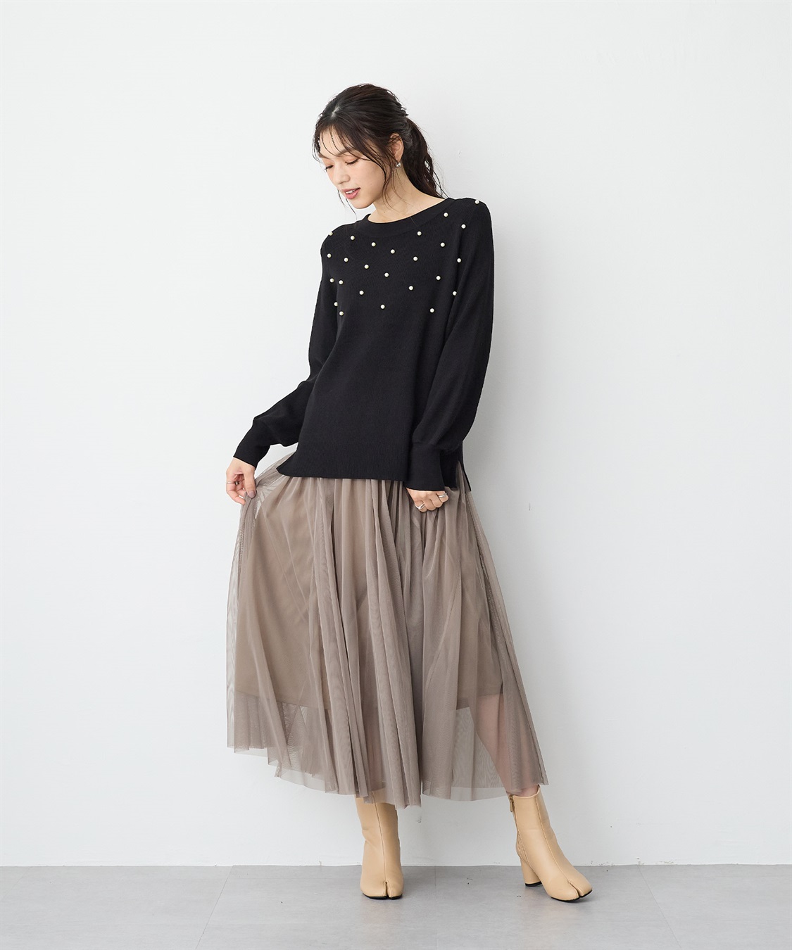 anyfee 【anyfee/プラスサイズ】ランダムパールニットプルオーバー_sub_20