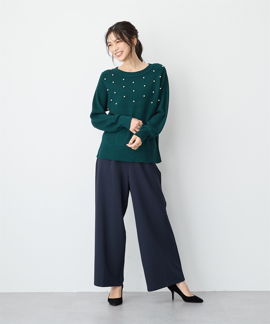 anyfee 【anyfee/プラスサイズ】ランダムパールニットプルオーバー_sub_21