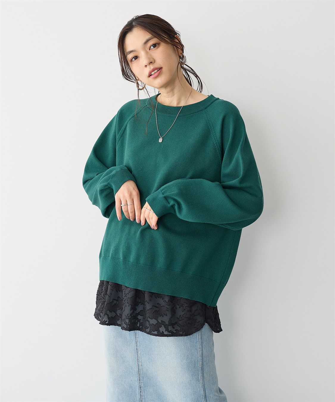 anyfee 【anyfee/プラスサイズ】シアージャガードレース付け裾_sub_16