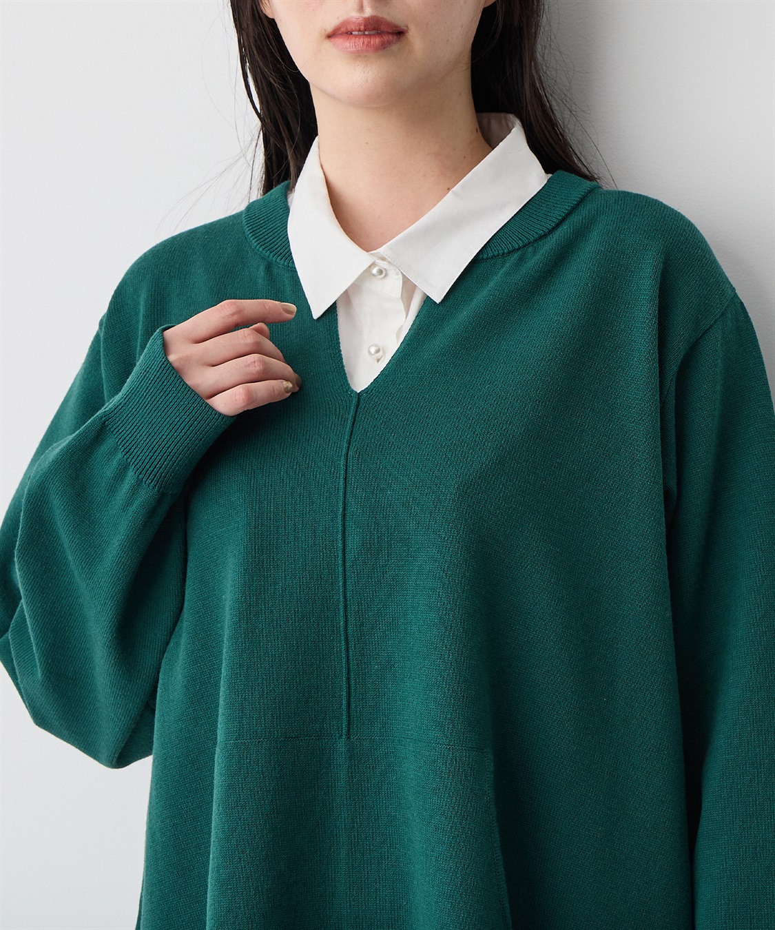 anyfee 【anyfee/プラスサイズ】パールボタン付け襟_sub_9