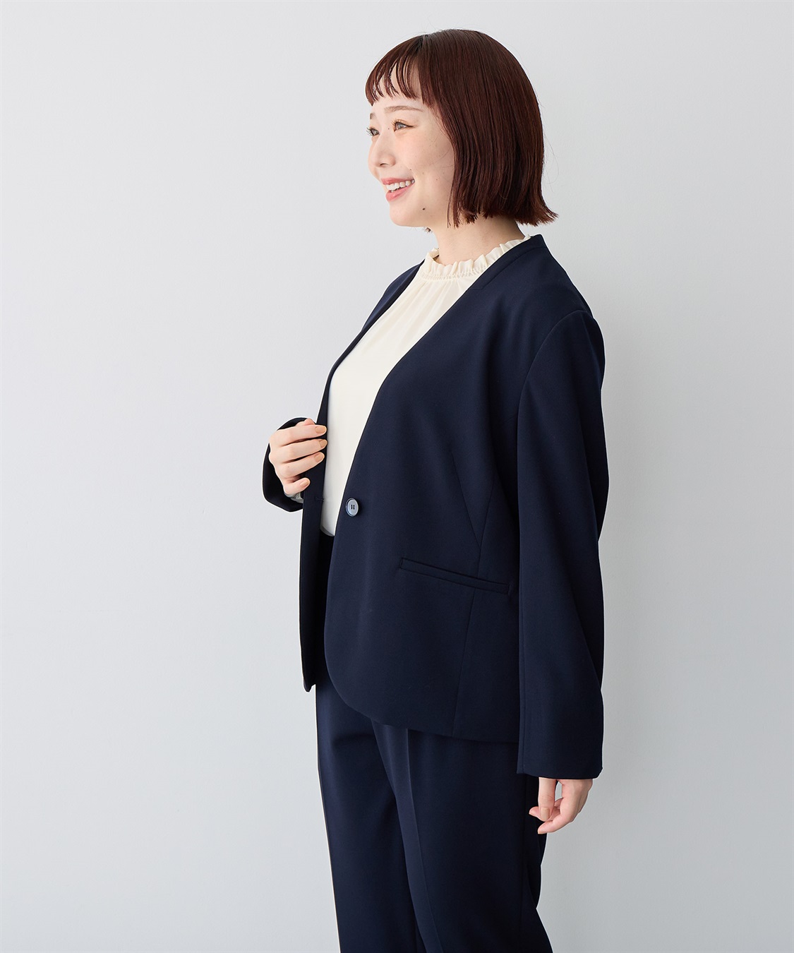 anyfee 【anyfee/プラスサイズ】ノーカラージャケット《ウォッシャブル/洗濯OK》セレモニー/オケージョン/新生活/上下別売り_sub_4
