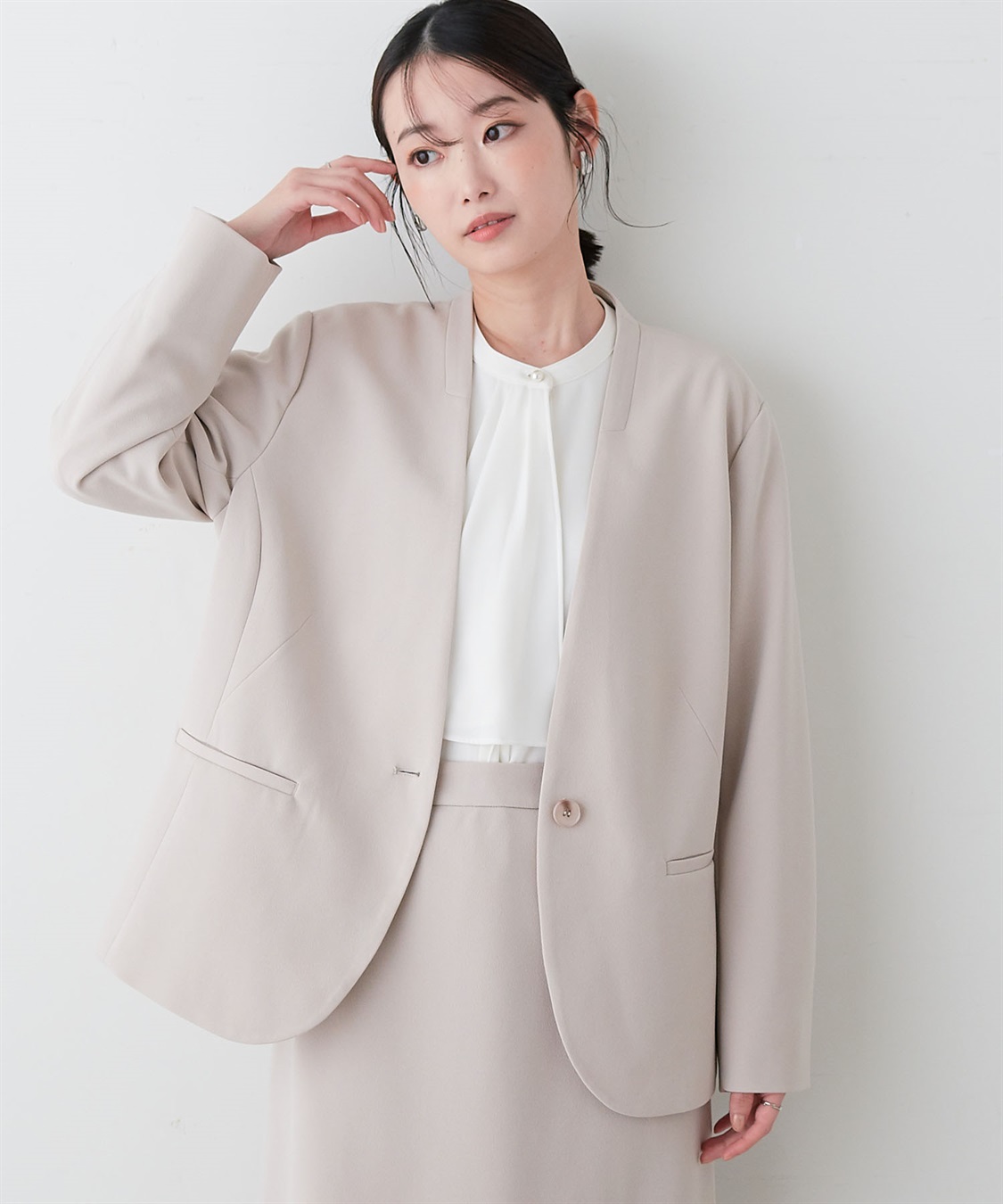 anyfee 【anyfee/プラスサイズ】ノーカラージャケット《ウォッシャブル/洗濯OK》セレモニー/オケージョン/新生活/上下別売り_sub_10