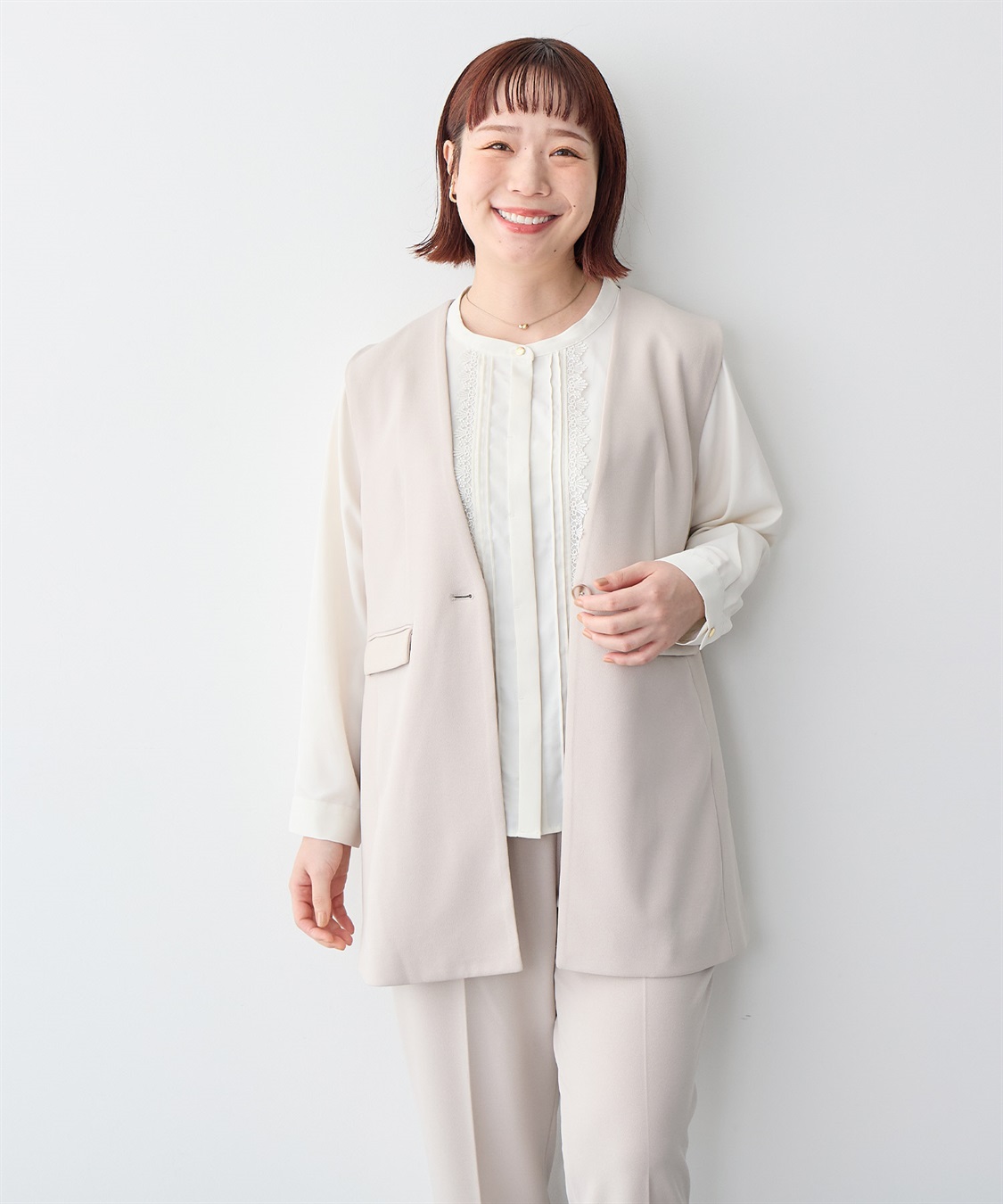 anyfee 【anyfee/プラスサイズ】パネルラインベスト/ジレ《ウォッシャブル/洗濯OK》セレモニー/オケージョン/新生活/上下別売り_sub_4