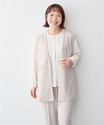 Life Style by cross marche 【anyfee/プラスサイズ】パネルラインベスト/ジレ《ウォッシャブル/洗濯OK》セレモニー/オケージョン/新生活/上下別売り_subthumb_4