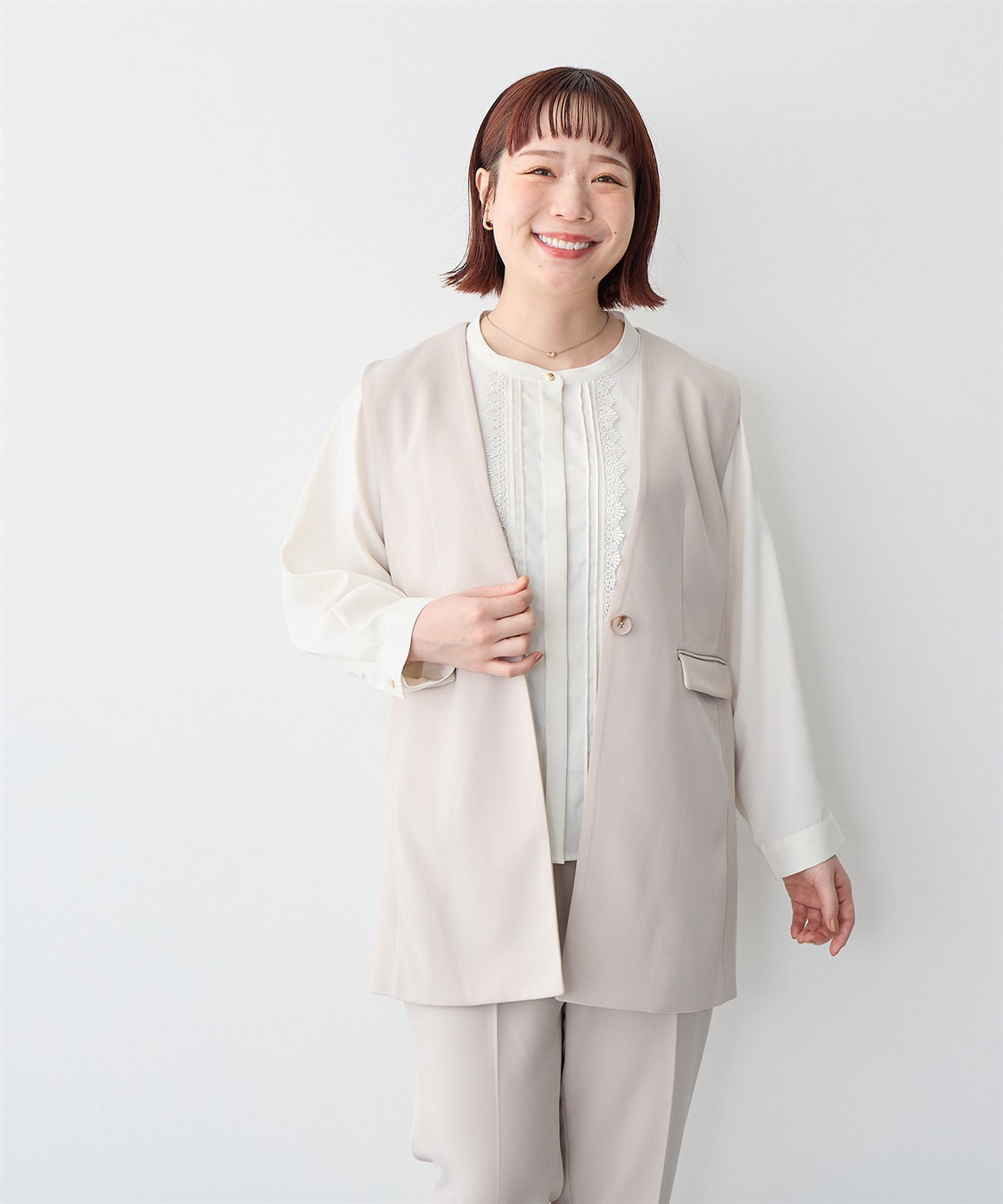 anyfee 【anyfee/プラスサイズ】パネルラインベスト/ジレ《ウォッシャブル/洗濯OK》セレモニー/オケージョン/新生活/上下別売り_sub_5