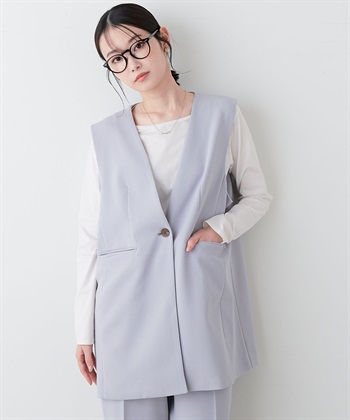 Life Style by cross marche 【anyfee/プラスサイズ】パネルラインベスト/ジレ《ウォッシャブル/洗濯OK》セレモニー/オケージョン/新生活/上下別売り_subthumb_8