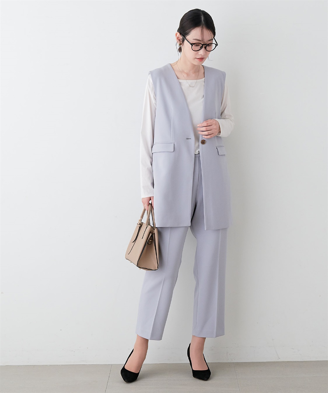 anyfee 【anyfee/プラスサイズ】パネルラインベスト/ジレ《ウォッシャブル/洗濯OK》セレモニー/オケージョン/新生活/上下別売り_sub_11