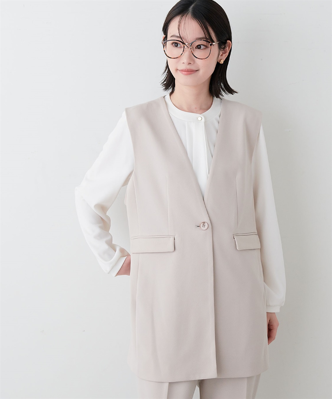 anyfee 【anyfee/プラスサイズ】パネルラインベスト/ジレ《ウォッシャブル/洗濯OK》セレモニー/オケージョン/新生活/上下別売り_sub_12