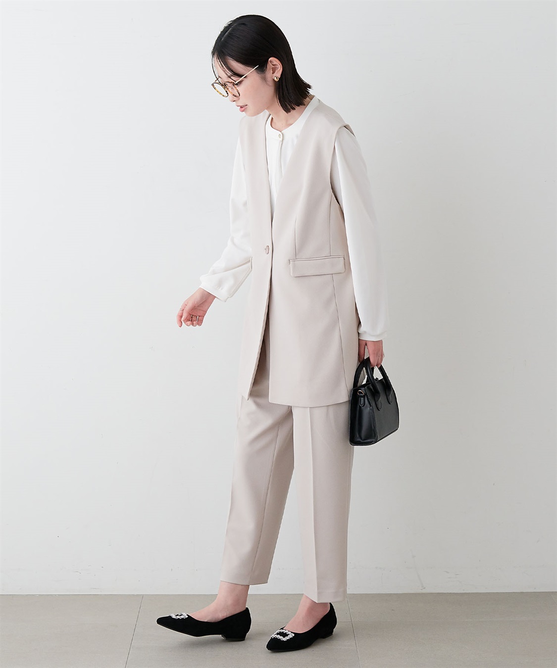 anyfee 【anyfee/プラスサイズ】パネルラインベスト/ジレ《ウォッシャブル/洗濯OK》セレモニー/オケージョン/新生活/上下別売り_sub_16